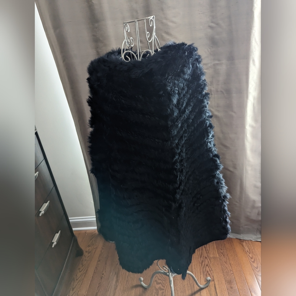 Black Fur Poncho